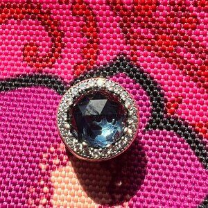 Authentic Pandora Radiant Hearts with Moonlight Blue Crystal Charm #791725NMB
